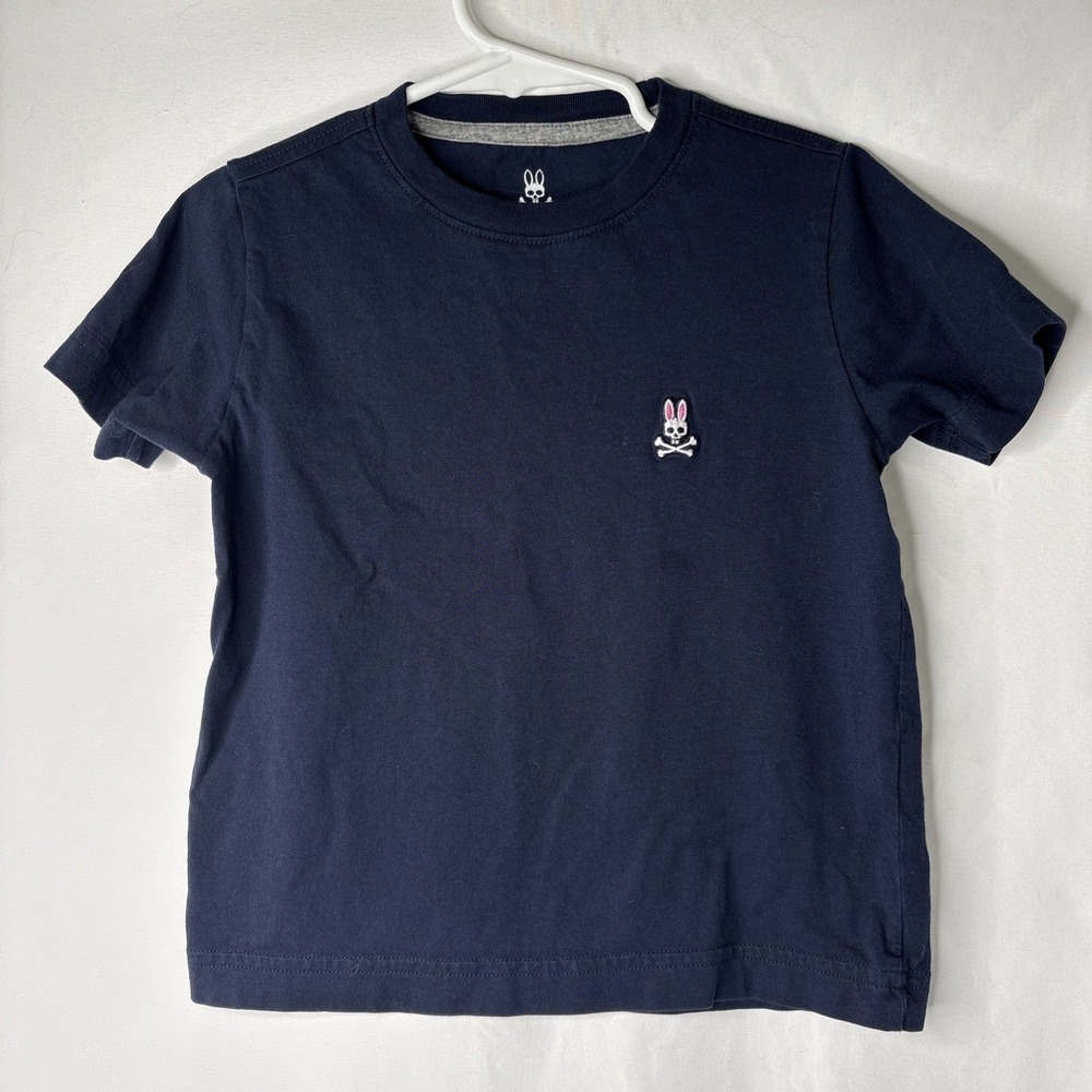 Psycho Bunny Boys XXS 4‎ T-Shirt By Robert Godley Logo Short Sleeve Navy Blue